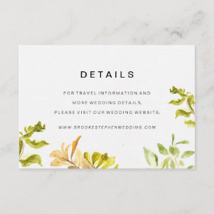 Cartão De Informações Detalhes do Casamento Golden Leafy Bower