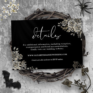 Cartão De Informações Detalhes Do Casamento Gótico Preto-E-Branco