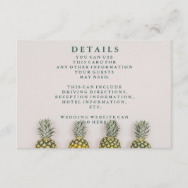 Cartão De Informações Detalhes do Casamento Havaiano de Abacaxi com Folh
