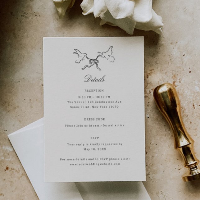 Cartão De Informações Detalhes do Casamento Imísico de Aves Ilustradas (Criador carregado)