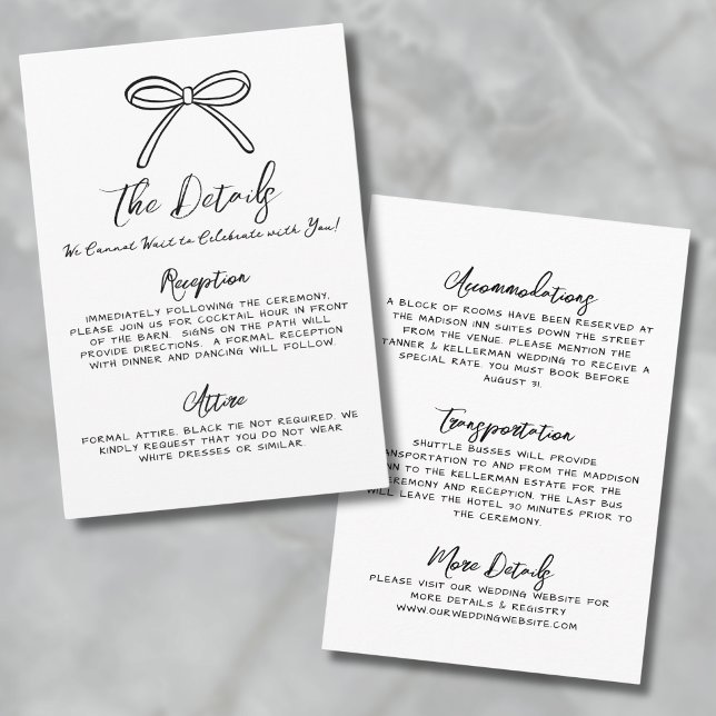 Cartão De Informações Detalhes do Casamento Imísico Desenhado à Mão (Hand Drawn Whimsical Wedding Details Enclosure Card)