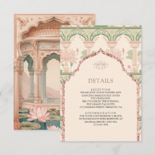 Cartão De Informações Detalhes do Casamento Indiano no Jardim de Lótus R
