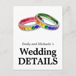 Cartão De Informações 🌈 Detalhes do Casamento LGBTQ Entrelaçados no Or