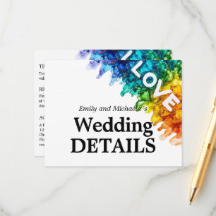 Cartão De Informações 🌈 Detalhes do Casamento LGBTQ Pintado com Amor