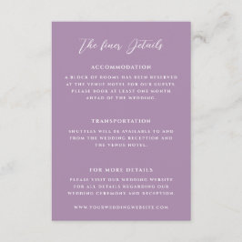 Cartão De Informações Detalhes do Casamento Lilac Elegante