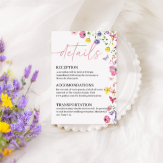 Cartão De Informações Detalhes do Casamento Love in Bloom