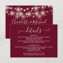 Cartão De Informações Detalhes do Casamento Luzes da Primavera Script Bu