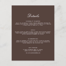Cartão De Informações Detalhes do Casamento Marrom