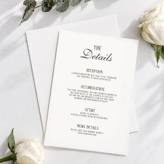 Cartão De Informações Detalhes do Casamento Marrom e Azul