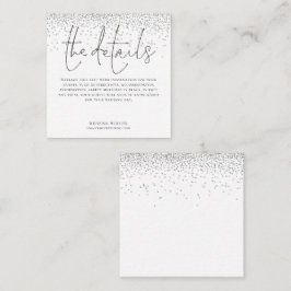 Cartão De Informações Detalhes do Casamento MINI SIZE Script Silver Glit