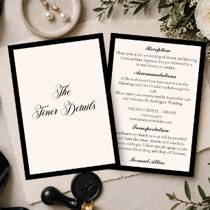 Cartão De Informações Detalhes do Casamento Minimalista Black & Ivory de