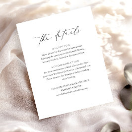 Cartão De Informações Detalhes do Casamento Minimalista Branco Negro Mod