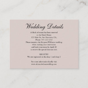 Cartão De Informações Detalhes do Casamento Minimalista com Champanhe Fo