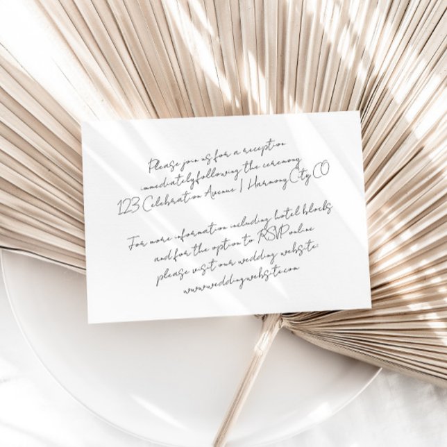 Cartão De Informações Detalhes do Casamento Minimalista de Chic Modern (Criador carregado)