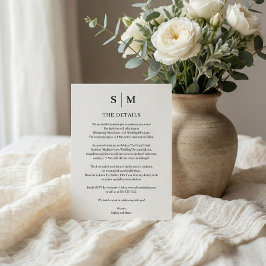 Cartão De Informações Detalhes do Casamento Minimalista do Beige Ivory M