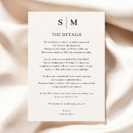 Cartão De Informações Detalhes do Casamento Minimalista do Beige Ivory M