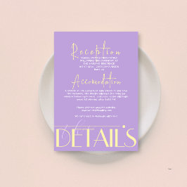 Cartão De Informações Detalhes do Casamento Mínimo da lavanda e da Moder