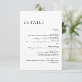 Cartão De Informações Detalhes do Casamento Mínimo de Preto e Branco Mod