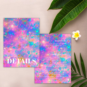 Cartão De Informações Detalhes do Casamento Mínimo Dourado Opal Stone Ne