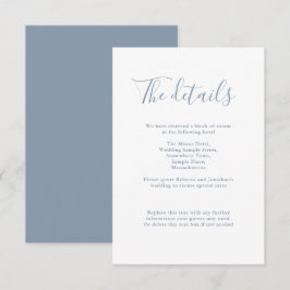 Cartão De Informações Detalhes do Casamento Mínimo Dusty Blue