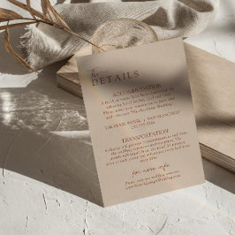 Cartão De Informações Detalhes do Casamento Moderno Boho Terracotta