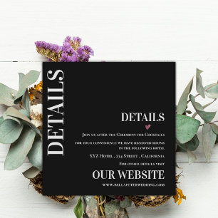 Cartão De Informações Detalhes do Casamento Moderno Contemporâneo de Bra