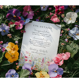 Cartão De Informações Detalhes do Casamento Moderno da Aquarela de Flor 