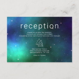 Cartão De Informações Detalhes do Casamento Moderno da Galáxia Verde Azu