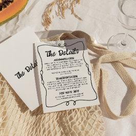 Cartão De Informações Detalhes do Casamento Moderno da Imagem Escrita na