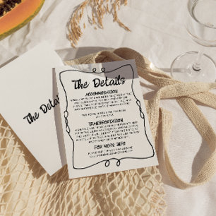 Cartão De Informações Detalhes do Casamento Moderno da Imagem Escrita na