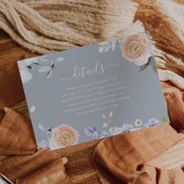 Cartão De Informações Detalhes do Casamento Moderno de Pessel Azul e Pes