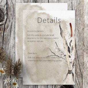 Cartão De Informações Detalhes do Casamento Moderno do Buquê Rustic Boho