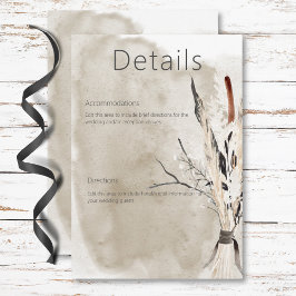 Cartão De Informações Detalhes do Casamento Moderno do Buquê Rustic Boho