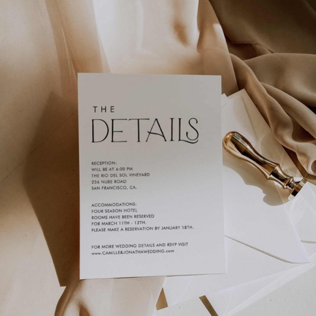 Cartão De Informações Detalhes do Casamento Moderno Elegante (Modern Elegant Wedding Details Card)