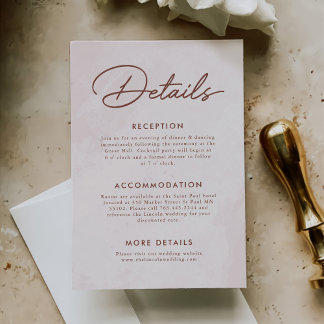Cartão De Informações Detalhes do Casamento Moderno Minimalista