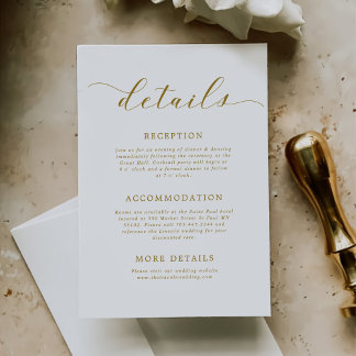 Cartão De Informações Detalhes do Casamento Moderno Minimalista