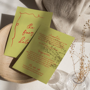 Cartão De Informações Detalhes do Casamento Moderno Negrito Colorido Esc