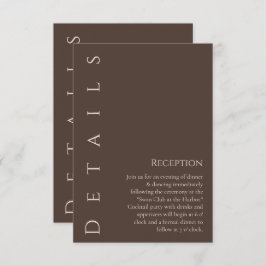 Cartão De Informações Detalhes do Casamento Moderno - País Brown