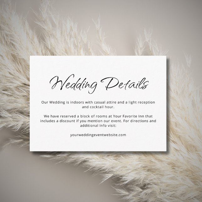 Cartão De Informações Detalhes do Casamento Moderno Simple Boho (Criador carregado)