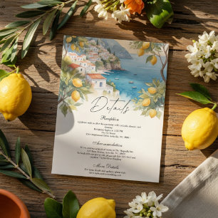 Cartão De Informações Detalhes do Casamento na Costa Amalfitana com Limã