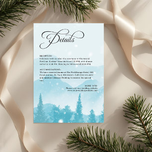 Cartão De Informações Detalhes do Casamento na Floresta de Inverno Nevad