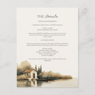 Cartão De Informações Detalhes do Casamento na Margem do Lago Toscano co