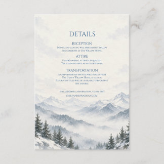 Cartão De Informações Detalhes do Casamento na Montanha Alpina Nevada Pa