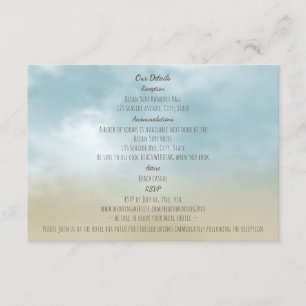 Cartão De Informações Detalhes do casamento na praia à beira-mar