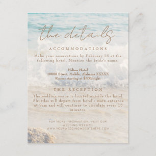 Cartão De Informações Detalhes do Casamento na Praia / à Beira-Mar