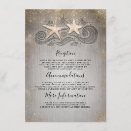 Cartão De Informações Detalhes do Casamento na Praia da Estrela Dourada