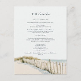 Cartão De Informações Detalhes do Casamento na Praia de Areia Pálida em 
