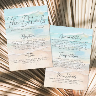 Cartão De Informações Detalhes do Casamento na Praia em Aquarela