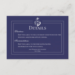 Cartão De Informações Detalhes do Casamento Náutico do marinho