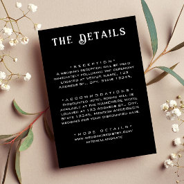 Cartão De Informações Detalhes do Casamento Negro